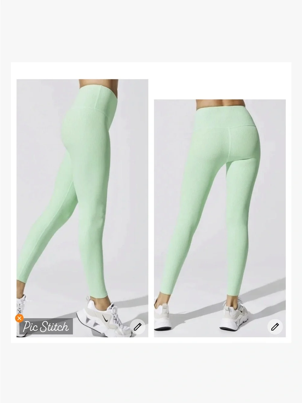 Carbon38 Light Green Ribbed Leggings